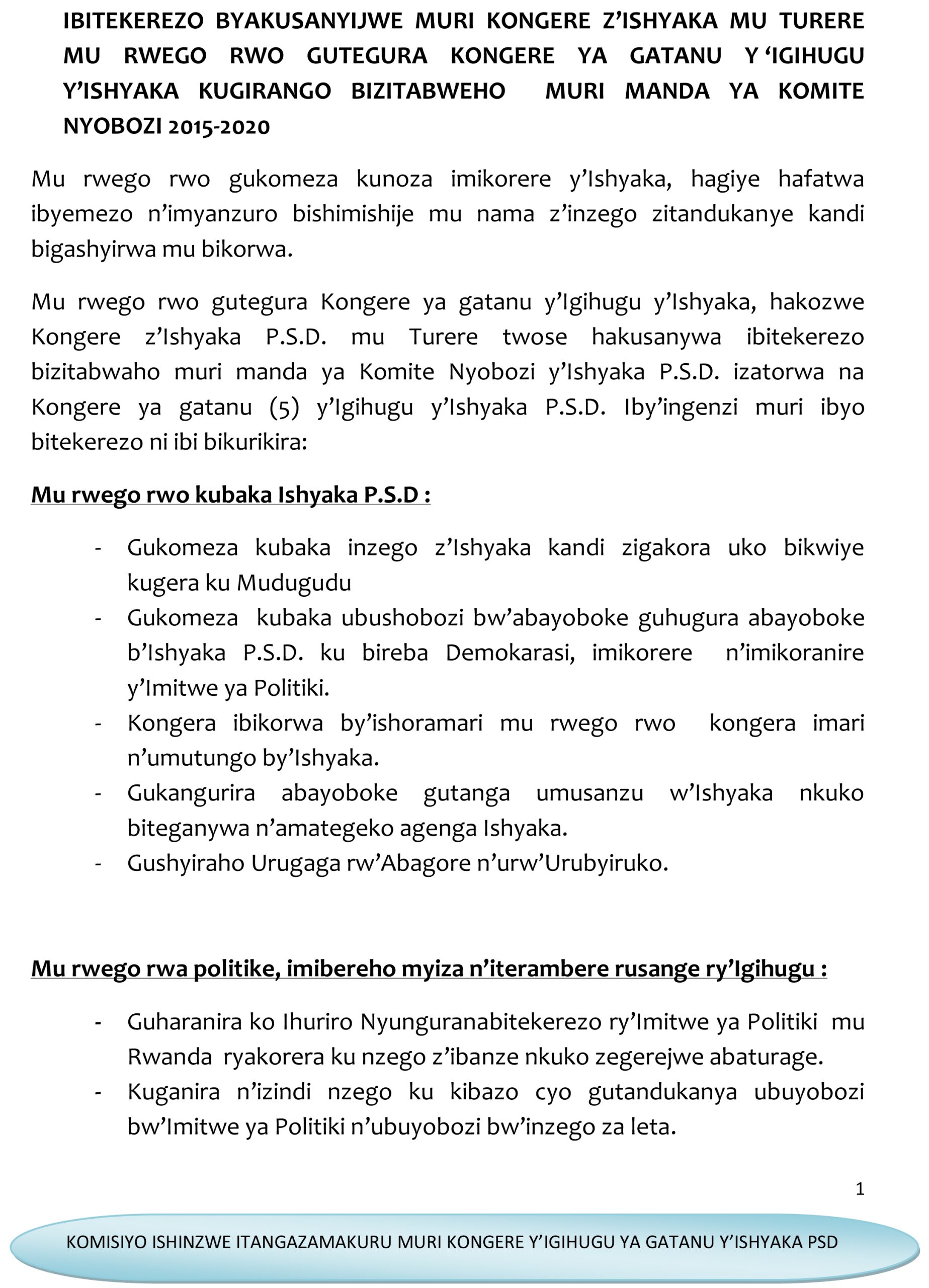 Read more about the article (2015-2020) Ibitekerezo bizitabwaho